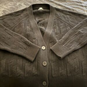 Hermes H Long Sleeve Cardigan: Black, Size 42